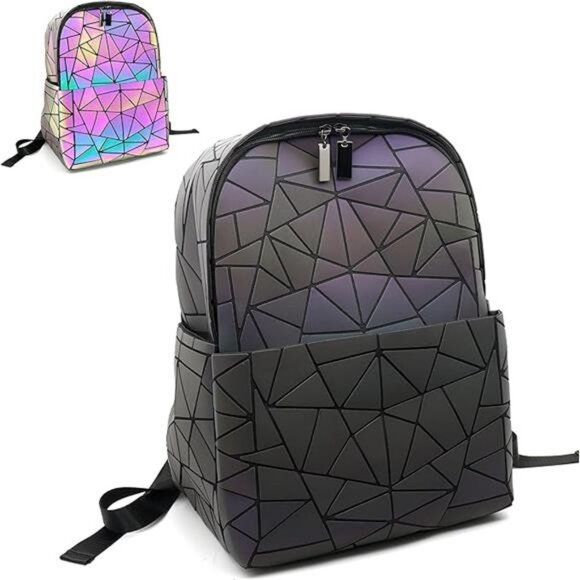 Geometric Backpack Geometries Glow Large Purse Laptop Backpack Geometrical - Picture 7 of 7
